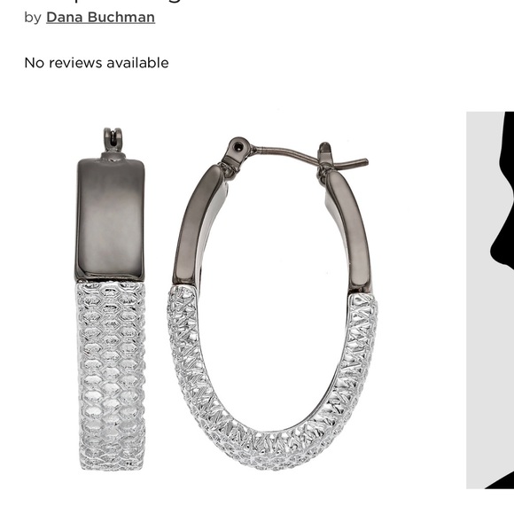 Mesh  detailing brings a contemporary touch to these Dana Buchman hoop earrings. - Picture 3 of 4